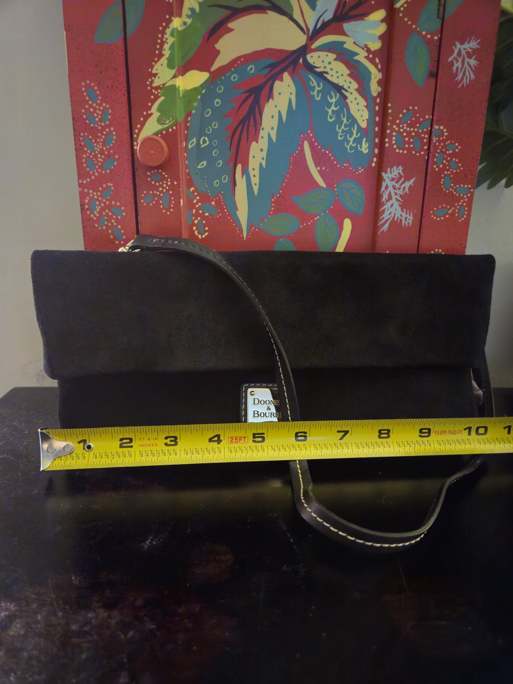 Dooney & Bourke Black Suede Fold-Over Clutch